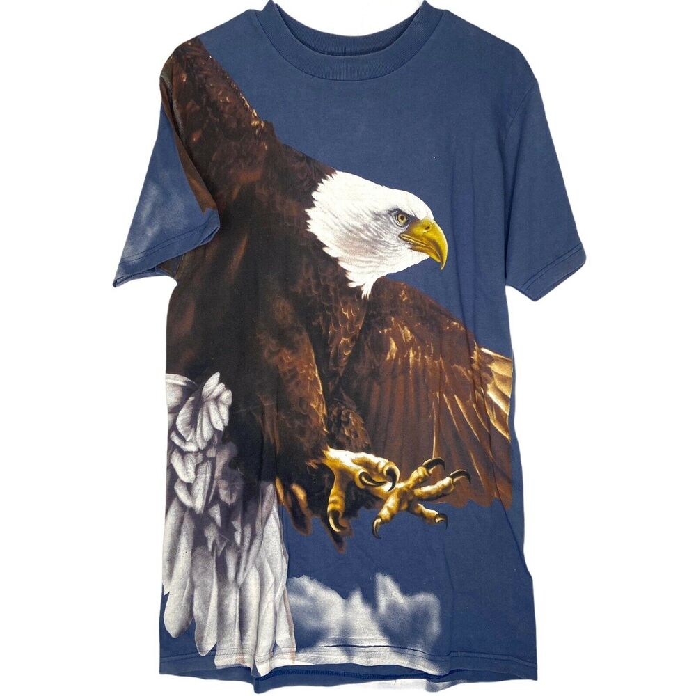 Vintage Radical Nature All Over Print Bald Eagle Front & Back Graphic sz Medium